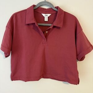 ATHELA GIRL Burgundy Crop Top Boxy Fit Berry Rose color XL 14